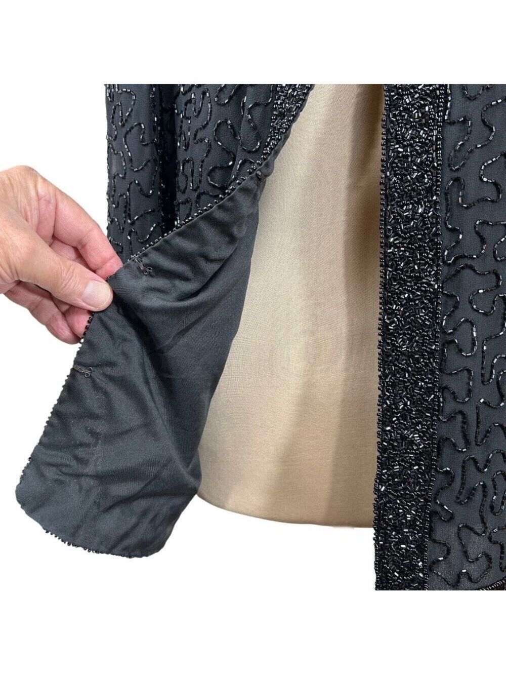 Brilliante by J.A. NWT Vintage 90's Black Beaded Evening Dressy Jacket Size S - Picture 9 of 11